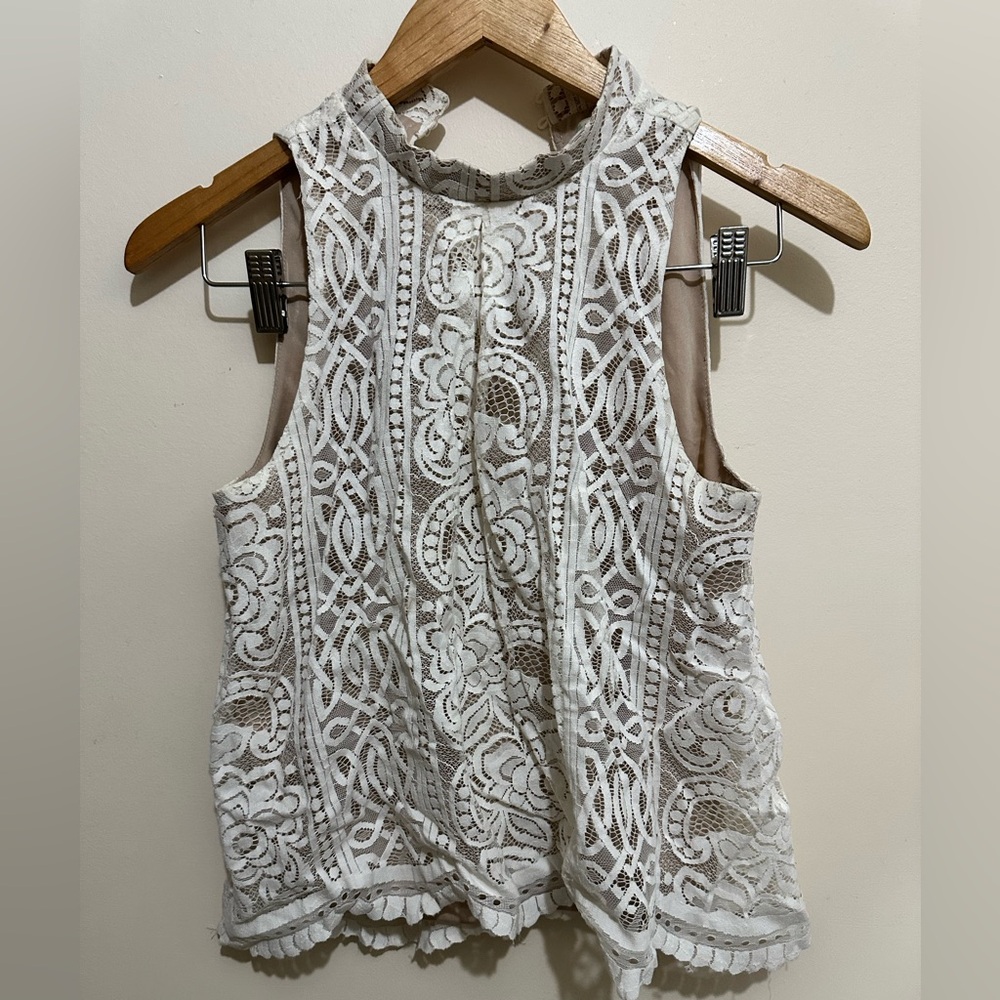 White Lace Sleeveless Top